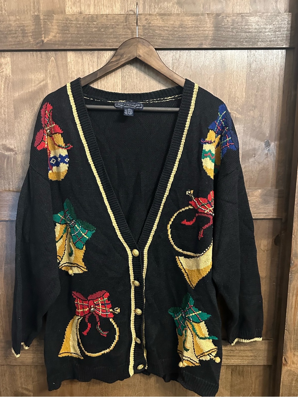 Vintage Maggie McNaughton Christmas Cardigan Sweater Womens 3x Holiday Knit 90s